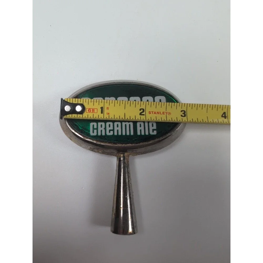 Vintage Genesee Cream Ale Metal Beer Tap Handle Knob Green 3.5”